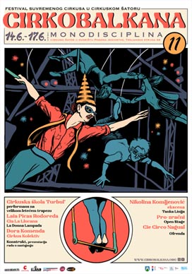 Plakat 11. Cirkobalkane, festivala suvremenog cirkusa u cirkuskom šatoru, 2023.