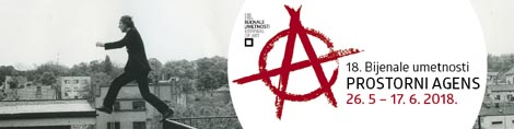 Plakat izložbe Prostorni agens, 18. bijenale umetnosti, Pančevo